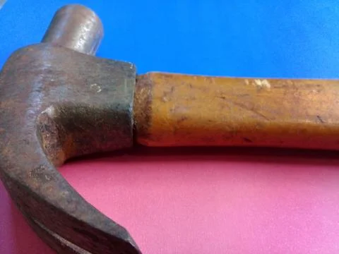 Old hammer with a colored background Stock Photos