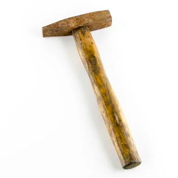 Old hammer with rust on white background Stock Photos
