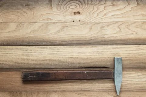 Old hammer on the table Stock Photos