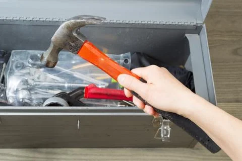 Old hammer from toolbox Foto stock