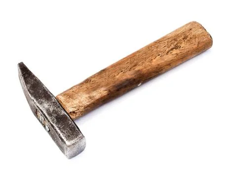 Old hammer on a white background Stock Photos