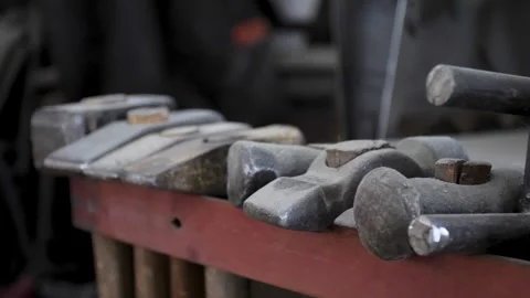 Old hammers of various shapes Stock Footage 280073906