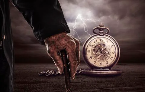 Old hand and time Stock Photos