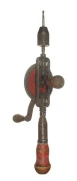 Old hand drill isolated on white background. Stock Photos