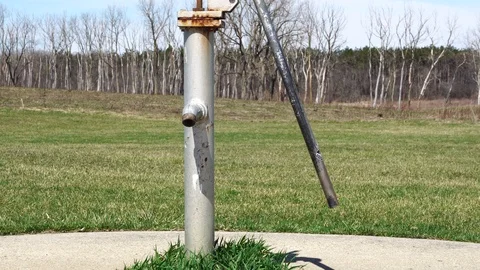Old hand drinking water pump, 4k. Stock Footage 115273866