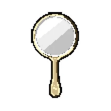 Old hand mirror pixel art vector illustration Stock Illustration
