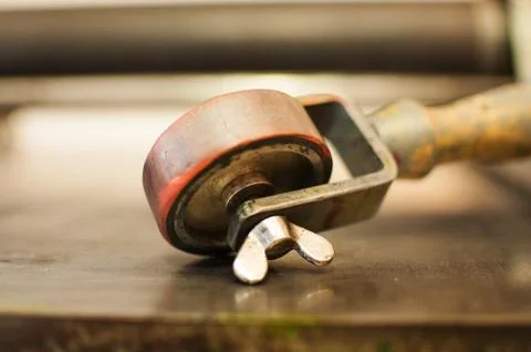 Old hand pressure printery roll Stock Photos
