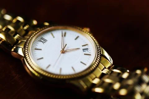 Old hand watch for man vintage style close up Stock Photos
