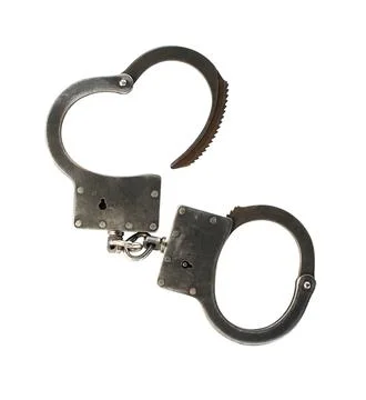 Old Handcuffs On White Stock Photos