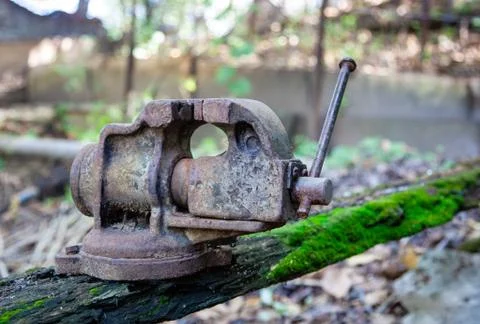 Old handmade rusty vice Stock Photos