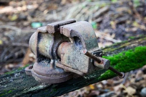Old handmade rusty vice Stock Photos
