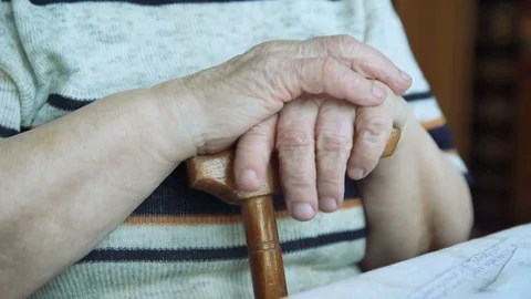 Old hands and stick. The old hands grandmother 4k 動画素材 71782264
