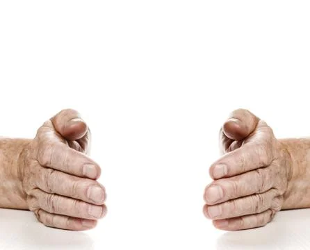 Old hands isolated on white background Stock Photos