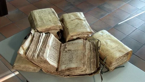 Old handwritten records Stock Footage 74825389