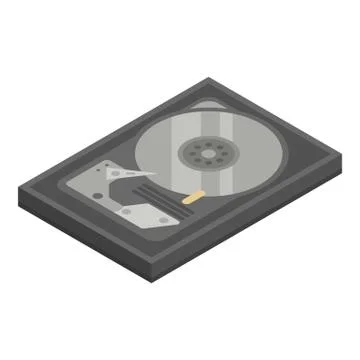 Old hard disk icon, isometric style Stock Illustration