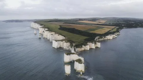 Old harry rocks at Handfast Point, on the Isle of Purbeck in Dorset, southe.. Stock Photos