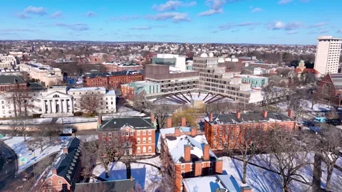 Old Harvard Yard aerial view, Cambridge, MA, USA 库存影片 330535203