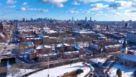 Old Harvard Yard aerial view, Cambridge, MA, USA 動画素材 330535257