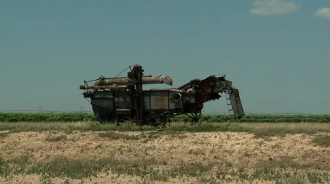 Old Harvester in Oklahoma Close Up 2 Stock Footage 40431587