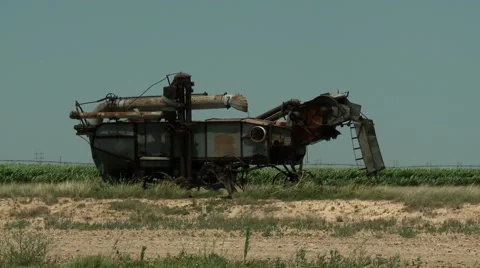 Old Harvester in Oklahoma Stock Footage 40432449