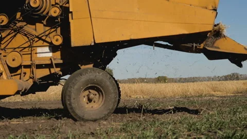 Old harvester working in the field. Stock Footage 95507527