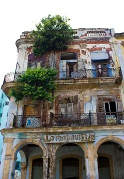 Old Havana, Cuba, August 11, 2012: La Maravilla, in English splendor, decayin Stock Photos
