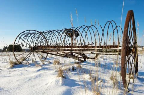 Old hay rake. Stock Photos