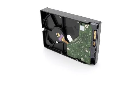 Old HDD or hard disk drive antique storage isolated on white background Foto stock