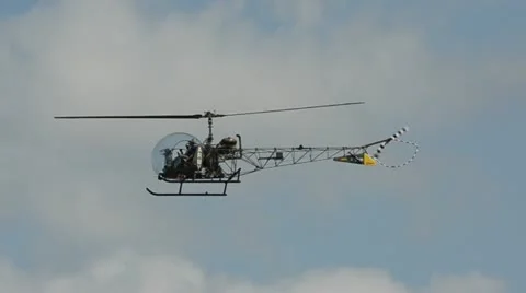 Old helicopter in flight Stock Footage 11005325