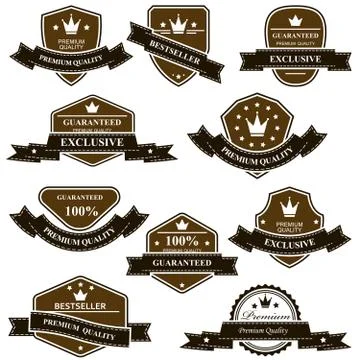 Old heraldic medals and emblems with ribbons Stock Illustration
