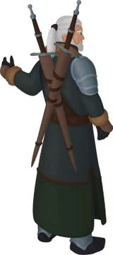 Old hero with two blades Stock Illustration