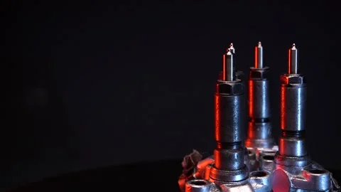 Old high pressure diesel injectors Video stock 247497705