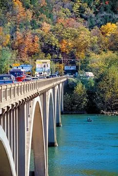 Old Highway 65 Bridge Over Lake Taneycomo at Branson Missouri Stock Photos