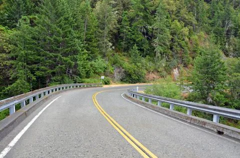 Old highway through forest Stock Photos