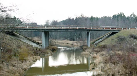 Old highway viaduct bridge Stock Footage 33693064