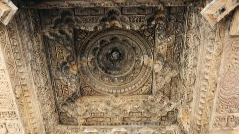 Old Hindu Sas-Bahu Temple in Rajasthan, near Udaipur, India. Beautiful Anci.. Stock Footage 74552500