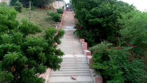 Old Hindu Temple Main Gate and Stairs - Arial View 스톡 동영상 144069325