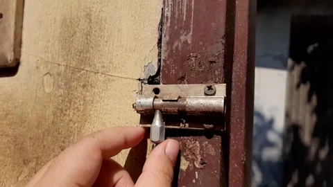 Old Hinge Steel Locking Hinge Door Lock Stock Footage 286332051