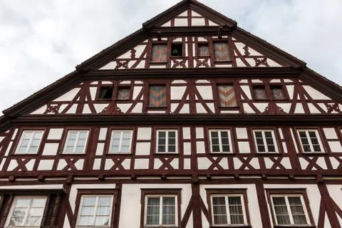Old historical building and half-timber house with brown wood Stock Photos