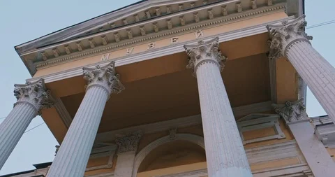 Old historical building facade with columns. Museum architecture. Stock Footage 118121244
