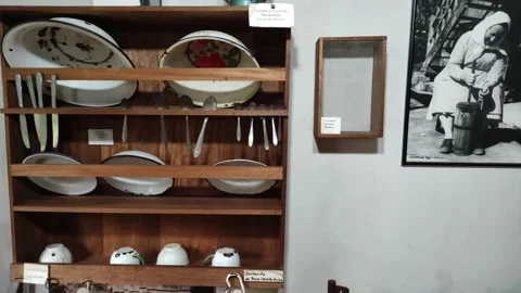 Old historical objects in the "Schafferer Museum" in Pozuzo, Peru 動画素材 283304926