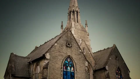Old holbeach cemetry stone chapel Stock Footage 135898757
