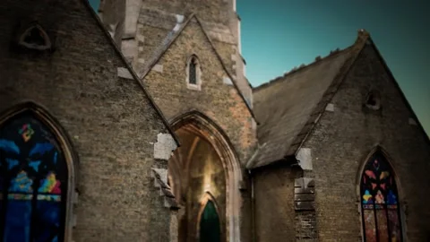 Old holbeach cemetry stone chapel Stock Footage 139400839