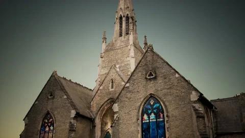 Old holbeach cemetry stone chapel Stock Footage 141666501