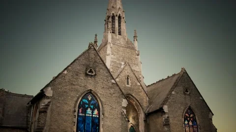 Old holbeach cemetry stone chapel Stock Footage 142708658