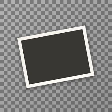 Old horizontal photo frame with shadow on transparent background. Vector Stock Illustration