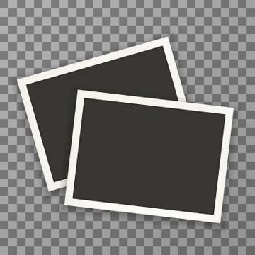 Old horizontal photo frame with shadow on transparent background. Vector Stock Illustration