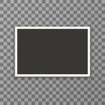 Old horizontal photo frame with shadow on transparent background. Vector Illustrazione stock