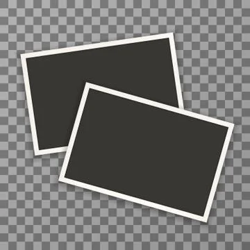 Old horizontal photo frame with shadow on transparent background. Vector Stock Illustration