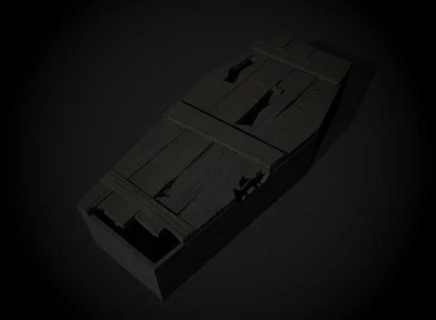 Old horror coffin on the background 3d-rendering 스톡 일러스트